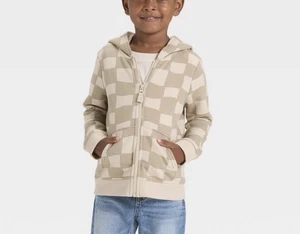 Cat & Jack Kleinkind Jungen Fleece Reißverschluss Hoodie 45 T Sweatshirt Khaki - Bild 1 von 3
