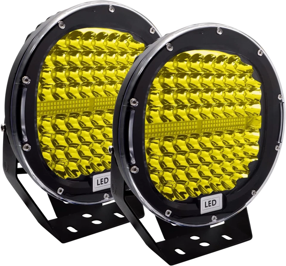 Barra de luz LED redonda Safego de 9 pulgadas - 2 piezas 408 W ámbar haz puntual todoterreno AB408W  Foto 1 de 4