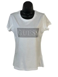 Guess Women’s Rhinestone Logo T-Shirt Size L NWT - Picture 1 of 4