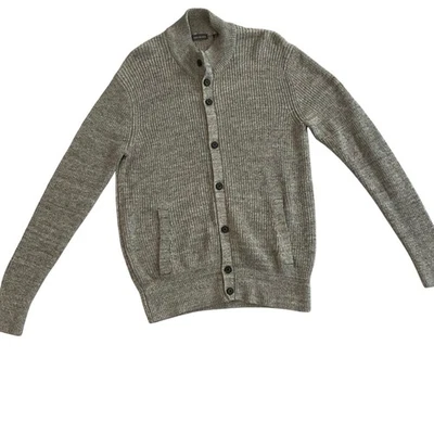 Van Heusen Mens Gray Cotton Blend Ribbed Knit Button Front Cardigan Sweater - Image 1 of 4