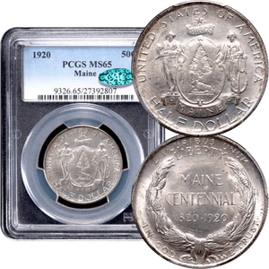1920 Maine Commemorative Half Dollar 50c PCGS MS65 CAC - Picture 1 of 5