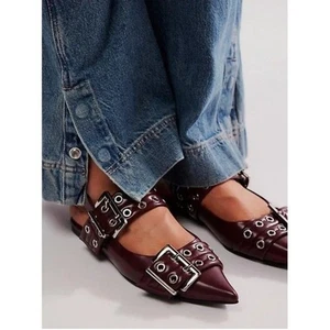 Free People X Jeffrey Campbell Lilly Buckle Slingback Women 9 Edgy Moto New - Picture 1 of 9