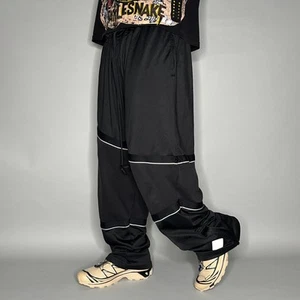 Vintage Lebron Nike Jogginghose 2XL Schwarz Polyester Weiß Logo Baggy Weites Bein Y2K - Bild 1 von 5