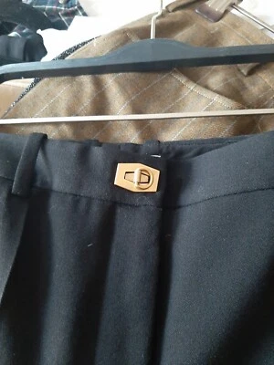 GIVENCHY Mujer PANTALONES DE VESTIR NEGROS PLIEGUE CIERRE DORADO 8 38 Foto 1 de 4