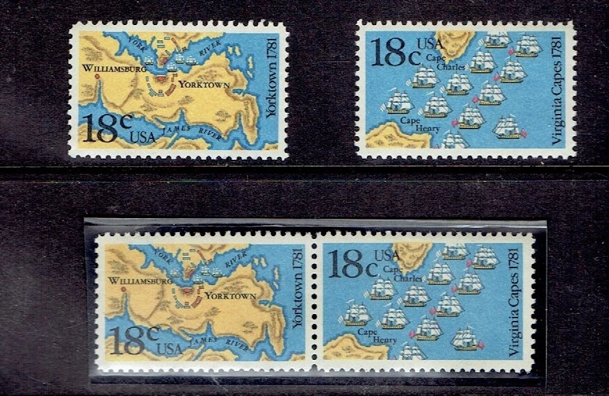 1981 U.S. COMMEM 18c BiCent Se-Tenant BLK of 2 + Singles Sc#1937-8  M/NH/OG* - Image 1 of 1