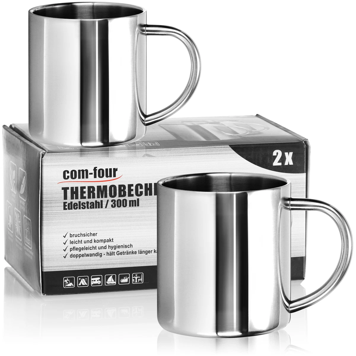 Campingmoon Edelstahl-Kaffeetassen Set - 4 Stück, Je 160 Ml, 304 Edelstahl Mit Aufbewahrungstasche