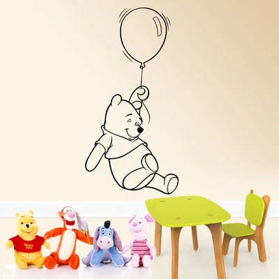 Winnie the Pooh Wall Sticker with Balloon Kids Bedroom & Baby Nursery Vinyl Deco - Image 1 of 4
