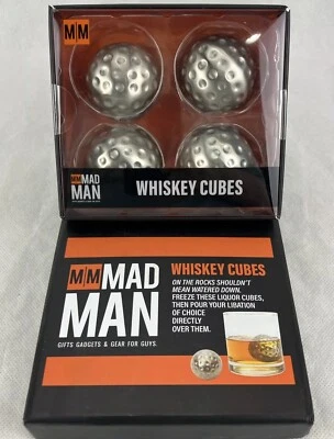 Mad Man Whiskey Chilling Cubes Stones Rocks Stainless Cooling Set Of 4 Dad Gift - Image 1 of 4