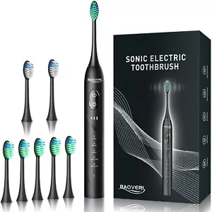 Electric Toothbrush with 8 Brush Heads for Adults Rechargeable 5 Modes, 3 Levels - Picture 1 of 9