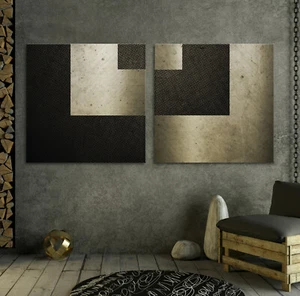 XXL Modern Leinwand Bild Kunst Schwarz Braun Abstrakt Industrie Design Wand Deko - Bild 1 von 11