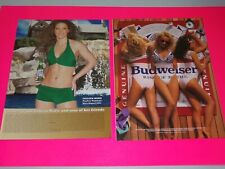 2 Budweiser and Rolling Rock Beer Ads   Ladies On Beach Blanket Man Cave Items