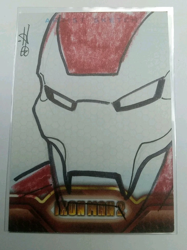2010 Marvel Iron Man 2 Signed 1/1 Artist Sketch Card Insert Jason Hand Drawn  - Image 1 of 4