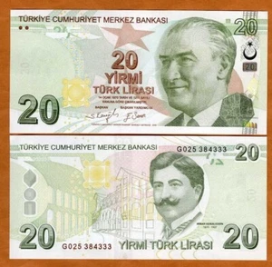 Turquie TURKEY Billet 20 LIRA 2020  P224 NOUVEAU NEW ATATURK MOUSTACHE NEUF UNC - Imagen 1 de 1