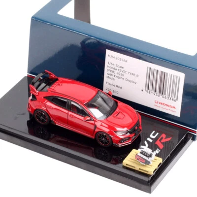 HJ64 1/64 Scale Honda Civic Type R FK8 2020 With Engine Diecast Car Model Toy - Image 1 of 4