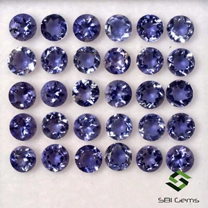 2.20 Cts Natural Iolite Round Cut Calibrated 4 mm Lot 10 Pcs Lustrous Gemstones - Picture 1 of 6