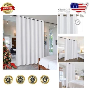 Blackout Privacy Curtain for Sliding Glass Doors, 100" W x 96" L, Greyish White - Picture 1 of 12