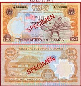 (com) SAMOA OCCIDENTALI - 20 TALA e 1985 - Prefisso A - SPECIMEN -- P 28s - UNC - Foto 1 di 3