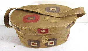 CA 1950er JAHRE "SIMON" ENTWORFEN HANDGEFERTIGTE OVALE HANDTASCHE, INDIANER INSPIRIERT - Bild 1 von 9