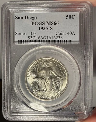 1935-S 50c PCGS MS 66 San Diego Commemorative Half Dollar - Image 1 of 2