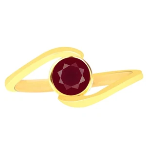 Anillo para mujer 1,00 quilates corte redondo 100 % natural rubí rojo birmano en oro amarillo de 14 quilates - Imagen 1 de 4