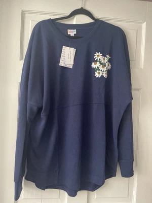 NUEVO CON ETIQUETAS - LuLaRoe - Sudadera Supply Crew - Margarita Azul Marino - XLarge Foto 1 de 4