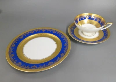 Sammelgedeck D W Karlsbader Porzellan Manufaktur Gold Blau Golddekor - Bild 1 von 4