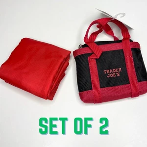 LOTE 2x Bolsa Micro Trader Joe’s + Bolsa de Comestibles Plegable 2 en 1 Negra Roja ¡NUEVA CON ETIQUETAS! - Imagen 1 de 12