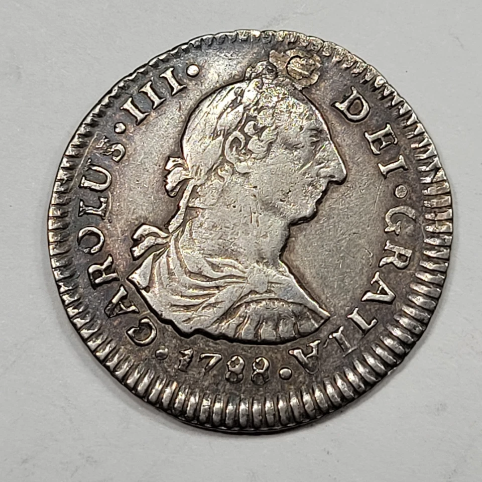 1788 So CHILE Santiago Silver 1 Real Carolus III Da Plugged Nice Detail *K842 - Image 1 of 2