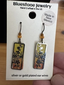 🔹Blaustein Schmuck Blumen Ohrringe Handarbeit New Mexico Sonnenuntergang Kunst Boho Baumeln - Bild 1 von 4