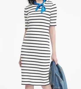 NUEVO Vestido Camiseta Banana Republic Acanalado Rayas Blanco y Azul Para Mujer’s S Elástico - Imagen 1 de 11