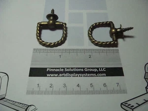 2 ANTIQUE BRASS PLATED BRAIDED ROUND PLAQUE RING PICTURE FRAME HANGERS + SAMPLES - Picture 1 of 11