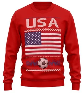 USA Flag Ugly Christmas Sweatshirt Football World Xmas Gifts For Him Her Amer... - Picture 1 of 12