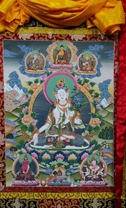 Gr. 130 cm/94 cm weiß Tara Thangka Originalgemälde Tibetischer Thangka, WT - Bild 1 von 6