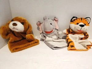Hand Puppet Set Of 3 Dog Elephant And Tiger - Picture 1 of 11