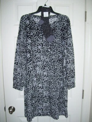 SONOMA 2 PIECE SET 3X CHEETA PRINT VELOUR NIGHTSHIRT, NIGHTGOWN WITH SOCKS  NWT - Image 1 of 4