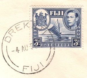 FIJI KGVI 3d Cover DREKETI CDS 1950s Typed *Air Mail via Labasa* to Suva XC369 - Picture 1 of 12