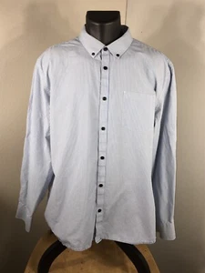 Calvin Klein Long Sleeve Button Down Shirt Chest Pocket Med Blue & White Stripe - Picture 1 of 6