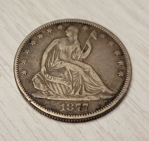1877 Seated Liberty Half Dollar Natural Toning Cover
