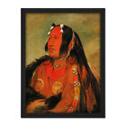 Catlin Pigeons Egg Head Native American Warrior Portrait Large Framed Art Print