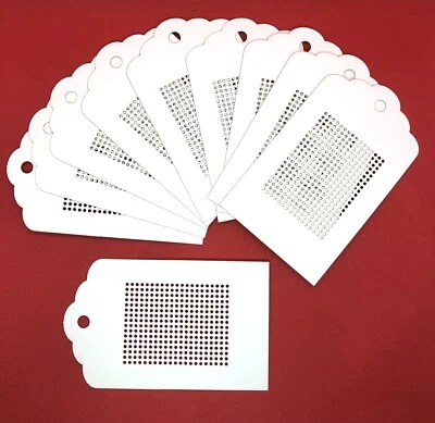 Pack of 10 Cross Stitch Gift Tags - White Card. Perforated. Blank