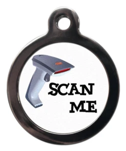 Etiqueta de identificación de mascotas SCAN ME ESCÁNER GRIS Etiqueta de imagen 2 tamaños - Imagen 1 de 2