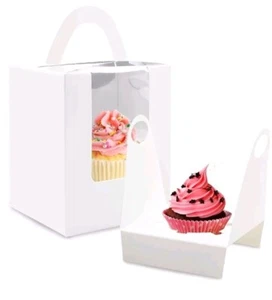 Cupcake Boxes 50 Pcs Single Cupcake Boxes Individual Standard Size Cupcakes - Picture 1 of 5