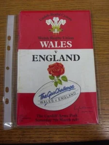 07.03.1987 Rugby Union Programm: Wales v England [At Cardiff Arms Park] (leicht - Bild 1 von 1