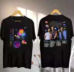Maglietta Coldplay Music Of The Spheres Tour 2025 Maglietta concerto Coldplay Band - Foto 1 di 3