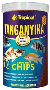 Tropical TANGANYIKA CICHLID Sinking Chips With Squid & Krill (1000ml/520g Tin)