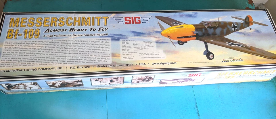 SIG Messerschmitt Bf-109 Giant Scale WW2 ARF Plane Kit 48" WS - New in Box - Image 1 of 4