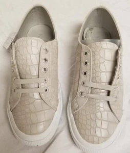 Superga Croc Embossed Sneakers Unisex M 4.5 W 6 Taupe S111XSW Woven Lace Up - Picture 1 of 6