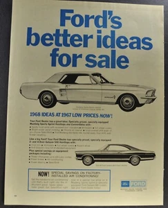 1967 Ford Mustang Hardtop Galaxie Large Size Print Ad Excellent Original 67 - Picture 1 of 5