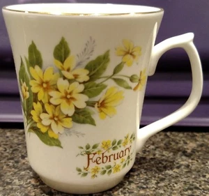 Duchess Fine Bone Coffee Mug With Yellow and Green Flower Pattern. - Picture 1 of 3