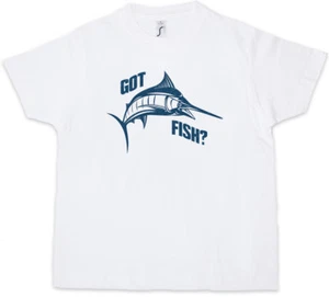 GOT FISH? Kids Boys T-Shirt Fishing Fisher Rod Pole Bone River Sea and Line - Picture 1 of 1